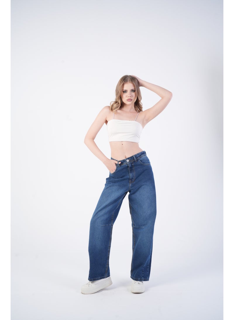 AMICI Mid-waist Navy blue baggy jeans - Image 2